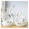 ALDEPO Sculpture Tabletop Decor Statues Decor,Creative Ceramic White Couple Swan Animal Crafted Figurines,Desktop Shelf Crafts Art Dcor Statuettes view 3