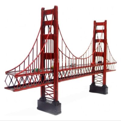 ALDEPO Sculpture Tabletop Decor Retro Metal Building Model Fashion Golden Gate Bridge 3D Metal Model Kit Sculpture, Souvenir Statues,Tabletop Decoration