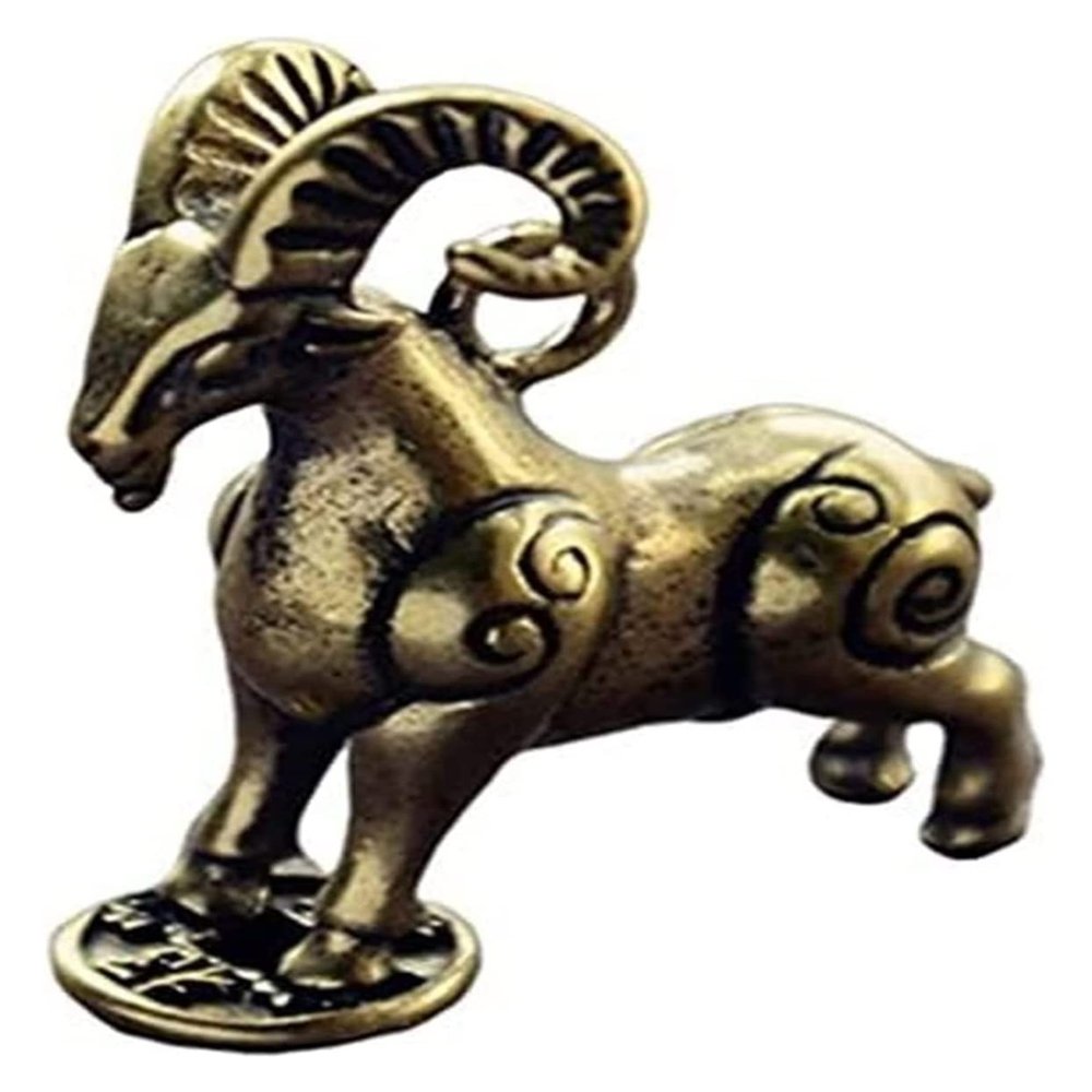 ALDEPO Sculpture Tabletop Brass Sheep Casting Statue Figurines Decor Desktop Crafts Landscaping Gifts Copper Key Ring Trinkets