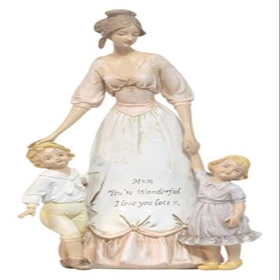 ALDEPO Sculpture Tabletop Family Art Figurines Mother Love Expression Statue, Have an Elegant Realistic Shape, Resin Decorative Figure, Suitable Living Room, Bedroom, Study