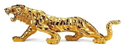ALDEPO Sculpture Tabletop Decor Statues Decor,Creative Resin Ferocious Gold Tiger Animal Figurines Crafted Sculpture,Desktop Crafts Art Dcor Statuettes Indoor Living Room Office