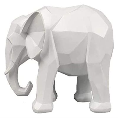 ALDEPO Sculpture Tabletop Sculptures Outdoor Decor Garden,Abstract 3D Print Elephant Statue Resin Ornaments Gift Geometric Elephant Sculpture Crafts