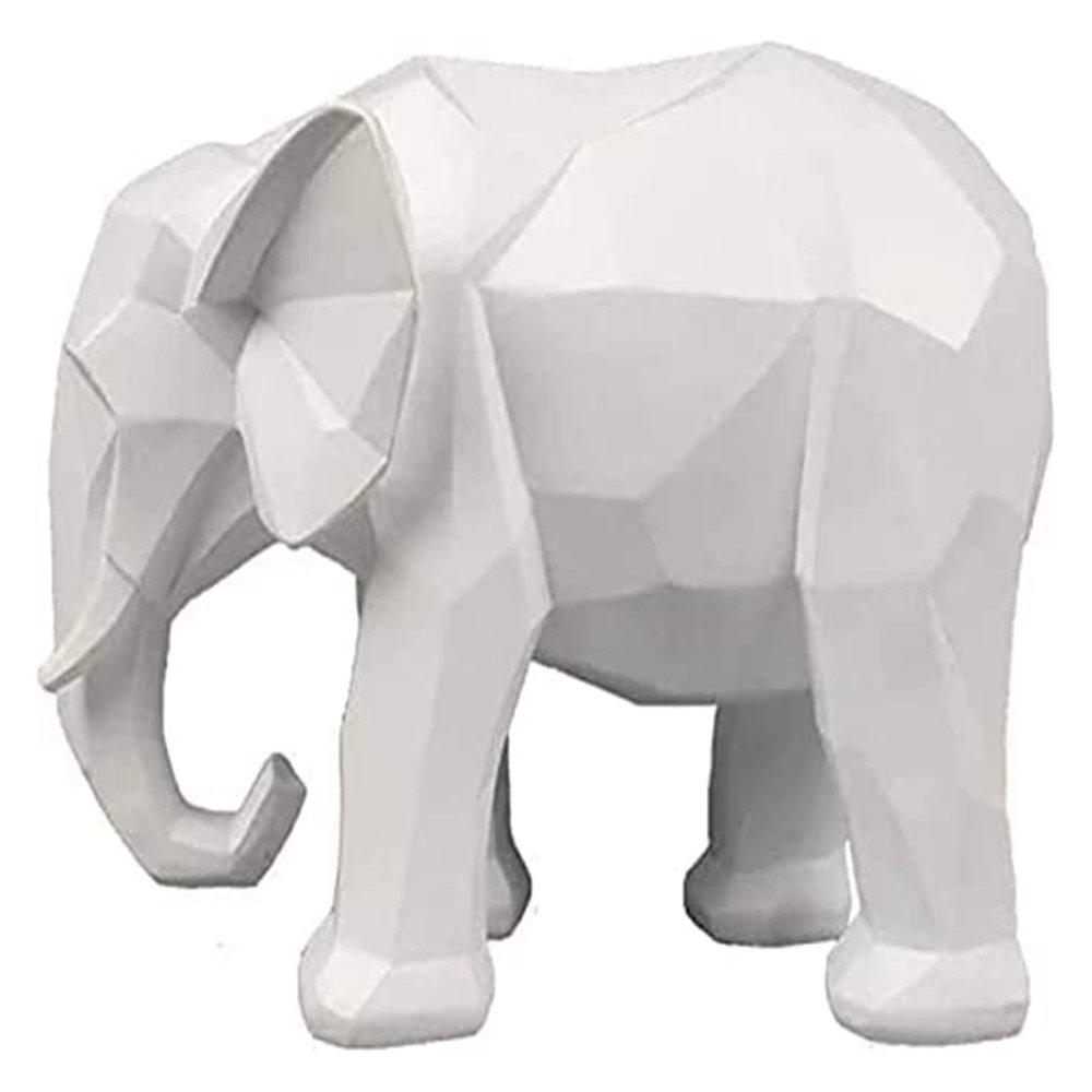 ALDEPO Sculpture Tabletop Sculptures Outdoor Decor Garden,Abstract 3D Print Elephant Statue Resin Ornaments Gift Geometric Elephant Sculpture Crafts