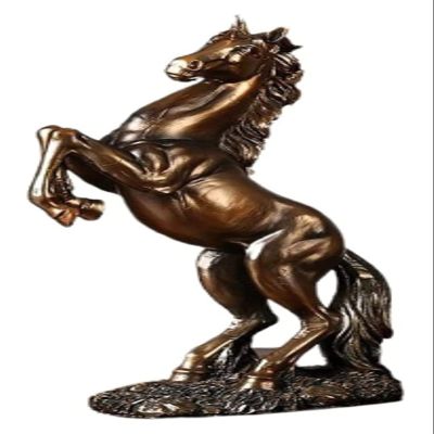 ALDEPO Sculpture Tabletop Decor Ornaments,Sculptures,Horse Statue Figurines - Resin Standing Fighting Horse Office Tabletop Decor (Color : Copper)