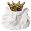 ALDEPO Sculpture Tabletop Decor Lion Bust Statue, Lion Head Forest King Crown Lion Ceramic Jar Crafts view 1