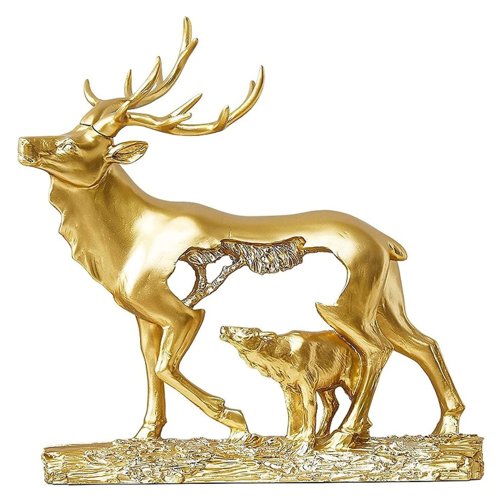ALDEPO Sculpture Tabletop Unique Statue Sculpture Desk Decorations Statue,Modern Hollow Ornaments Wine Cabinet Animal Deer Statue Office Porch Decoration