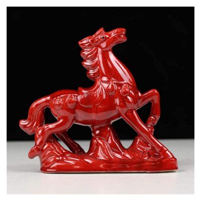 ALDEPO Sculpture Tabletop Sculptures Statue Figurine Ceramic Red Horse Living Room Horse Crafts Gift (Color : Animal Horse)