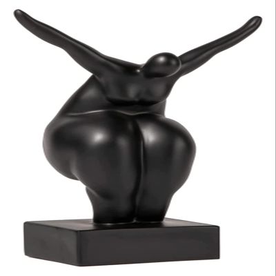 ALDEPO Sculpture Tabletop Decor Fat Woman Creative Figure Naked Woman Statue Office Decor, Suitable Living Room Bedroom Wine Cooler Office (Color : Black 4)