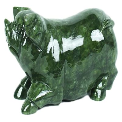 ALDEPO Sculpture Tabletop Decor Chinese Zodiac Animal Feng Shui Jade Bull Statue Figurine Chinese Zodiac Dragon Statue Lucky Fortune Crafts Office Decor, (Color : L:Pig)