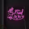 JONATHAN Y NEN1033A 13.7" x 10.9" "All You Need Is Love" LED Neon Sign, Pink USB Powered Light in Acrylic Box, Modern Tabletop and Wall Decor for Bedroom, Living Room, Dorm Room, Party view 3