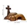 Easter Resurrection Scene Set The Empty Tomb Easter Scene and Cross,Wooden Jesus Nativity Christ Statue Decoration, Handcrafted Cross Figurines Decor Christian Home Wall Shelf Ideas(B) view 2
