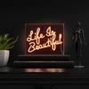 JONATHAN Y NEN1031A 13.7" x 10.9" Modern "Life is Beautiful" Neon Sign, Orange LED USB Powered Light, Contemporary Acrylic Box Wall Art and Tabletop Decor for Bedroom, Living Room, Dorm view 1