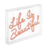 JONATHAN Y NEN1031A 13.7" x 10.9" Modern "Life is Beautiful" Neon Sign, Orange LED USB Powered Light, Contemporary Acrylic Box Wall Art and Tabletop Decor for Bedroom, Living Room, Dorm view 2
