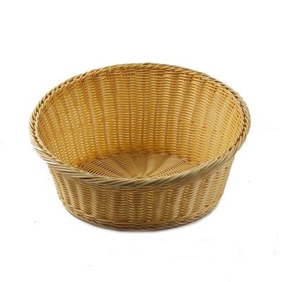 YSJX kitchen&bedroom Storage Accessories 2pcs/set Imitation Rattan Plastic Woven Basket Supermarket Display Basket Household Oblique Bore Storage Basket Small/Large Fruit Basket ( Color : Beige )
