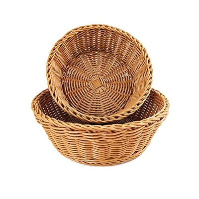 YSJX kitchen&bedroom Storage Accessories 3pcs/set Imitation Rattan Weaving Basket Storage Basket Water Fruit Basket Vegetable Basket Egg Basket Supermarket Display Basket Woven Basket