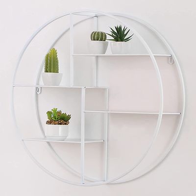 Floating Shelf, Creative Living Room/Bedroom Decoration Rack, Round Storage Rack Wall-Mounted Display Rack,White,60CM
