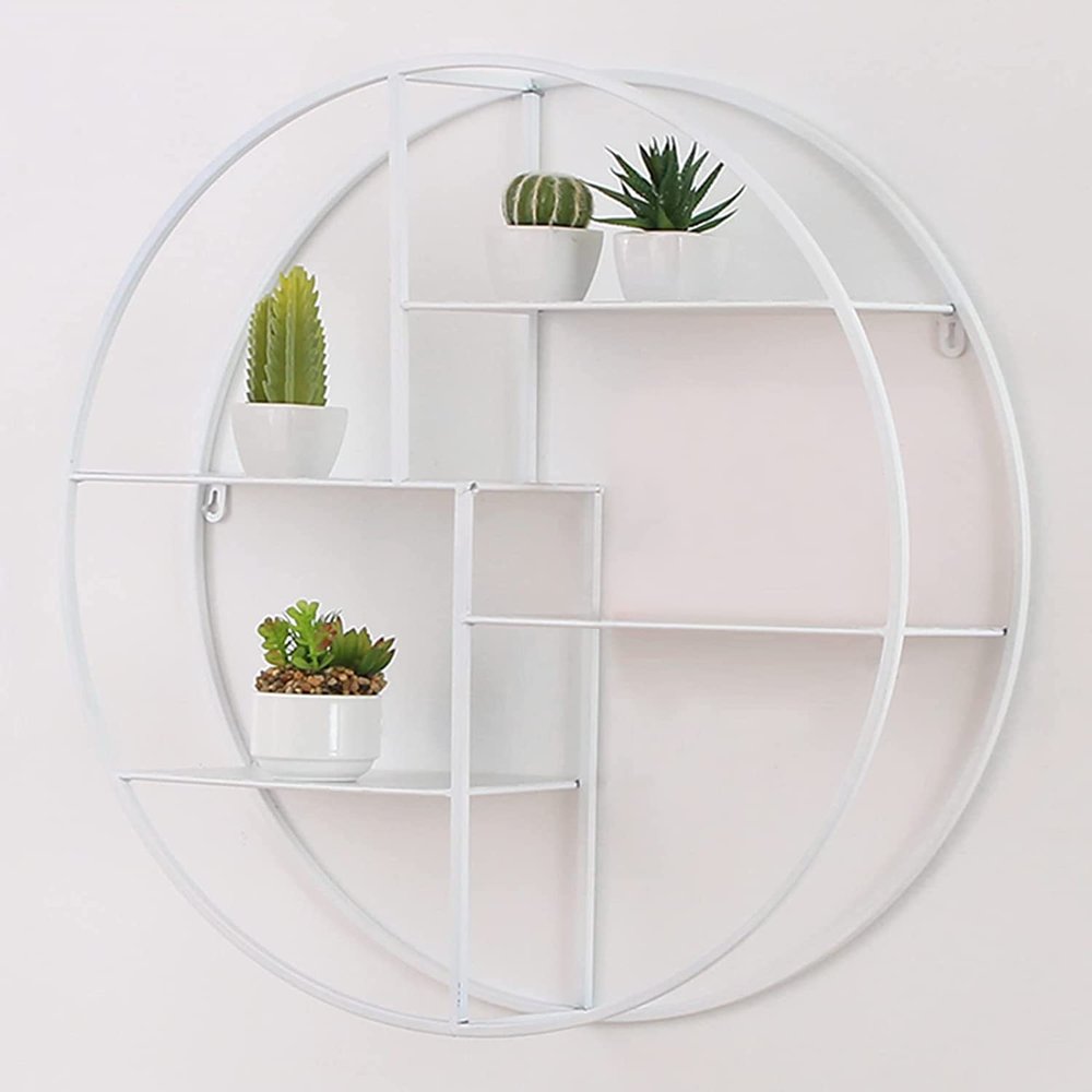 Floating Shelf, Creative Living Room/Bedroom Decoration Rack, Round Storage Rack Wall-Mounted Display Rack,White,60CM