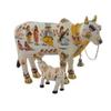 Aashita Creations Handcrafted Polyresin Kamdhenu Cow Figurine with Calf for Full Filling Wishes of Human Being (Multicolour, 19cmx12cmx15cm) view 2