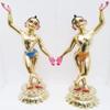 Aashita Creations Astadhatu Metal Shri Nitai Gaur Chaitanya & Nityanand Mahaprabhu Brass Idol - Down Hand Design - Standard, Golden (12 cm) view 1