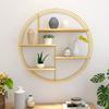 Floating Shelf, Circular Decorative Shelf, Wall-Mounted Display Rack, Solid Wood Flower Rack for Indoor Use,,Gold view 4