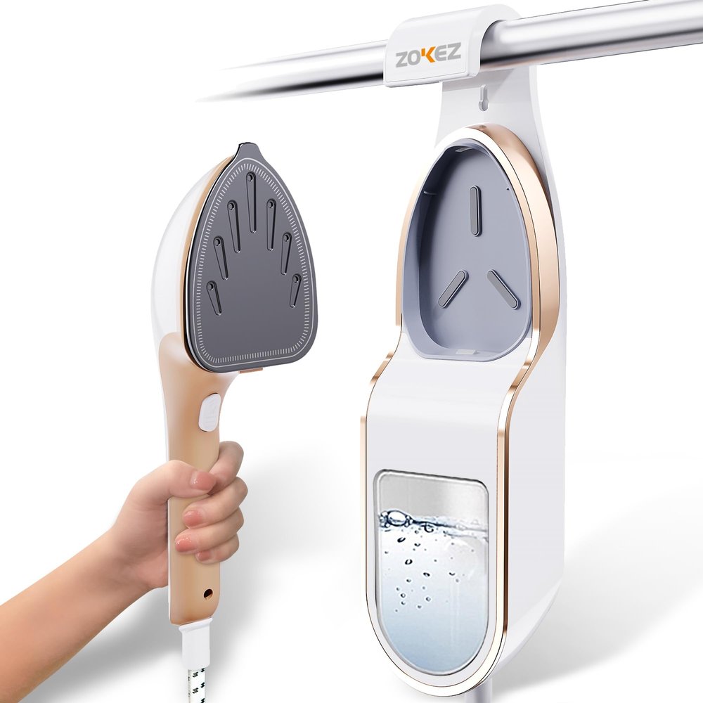 ZOKEZ Handheld Steamer for Clothes, 1500W Extra Large Soleplate, 330ml Detachable Tank, 2-in-1 Horizontal & Vertical Use, Fabric Wrinkles Remover, No Water Leak and Auto-Off