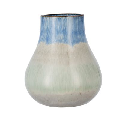A&B Home Decorative Flower Vase, Ceramic Vase Tabletop Home Decor, Bedroom Living Room Accent Piece Entryway Console Sideboard Vase, Multicolor Blue and Gray Gradient Design, 9" x 9" x 10"