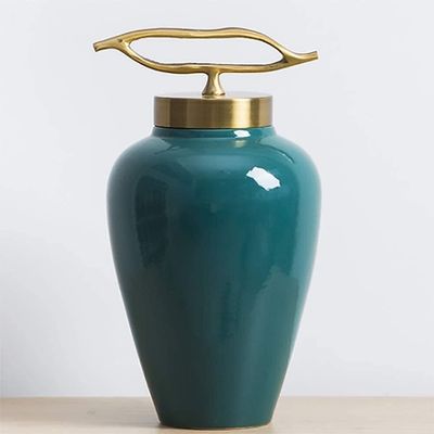 vase with Artificial Flowers Home Decor Modern Blue Ceramic Vase,Large Diameter Rustic Home Decor,Great for Centerpieces,Kitchen,Office Or Living Room (Color : M)