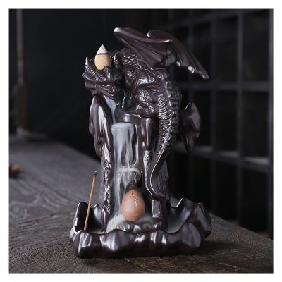 Incense Burner Ceramic Smoke Backflow Incense Burner Holder Aromatherapy Furnace Smell Aromatic Home Decor Censer 20 Cones Incense Holders
