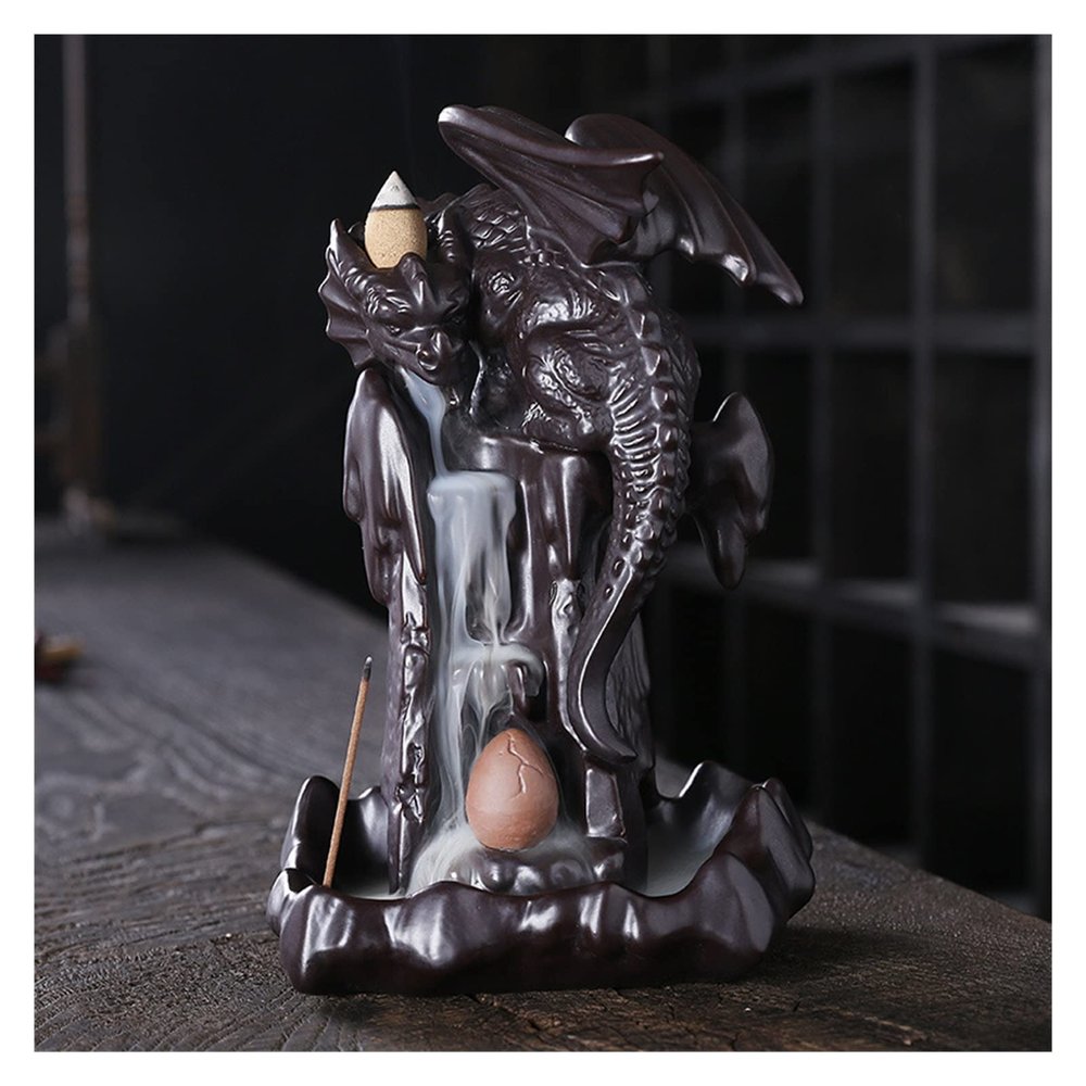 Incense Burner Ceramic Smoke Backflow Incense Burner Holder Aromatherapy Furnace Smell Aromatic Home Decor Censer 20 Cones Incense Holders