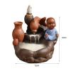 Incense Burner Handmade Purple Clay Incense Burner The Little Monk Backflow Incense Holder Fish Lotus Pond Home Decorate Ceramic Incense Holders view 2