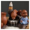 Incense Burner Handmade Purple Clay Incense Burner The Little Monk Backflow Incense Holder Fish Lotus Pond Home Decorate Ceramic Incense Holders view 3