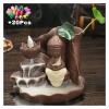 Incense Burner Purple Sand Handicraft Lotus Buddha Backflow Incense Burner Incense Stick Holder Buddha Ceramic Censer Tea Pet with 20Pcs Cones Incense Holders ( Color : Yellow with 20cones ) view 2
