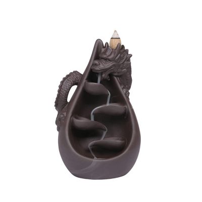 Incense Burner Relief Dragon Incense Burner with 20 Cones Waterfall Backflow Incense Holder Aromatherapy Ornament Zen Decor Home Decor Incense Holders