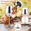 12 Pcs 18oz Stainless Steel Wine Glasses Metal Unbreakable Wine Glass Portable Steel Wine Glass Stainless Steel Wine Goblets Stemmed Silver Metal Wine Glasses for Wedding Anniversary Events Party view 2