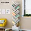 WAEYZ 13.3"*7.8"*55", Tree Rotating Bookshelf with Drawers, Narrow Open Bookshelves, Tall Retro Wood Book Shelves, for Small Spaces Bedroom,Office Use view 3