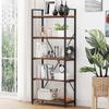 BON AUGURE Industrial Bookshelf, Etagere Bookcases and Book Shelves 5 Tier, Rustic Wood and Metal Shelving Unit (Rustic Oak) view 1