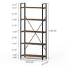 BON AUGURE Industrial Bookshelf, Etagere Bookcases and Book Shelves 5 Tier, Rustic Wood and Metal Shelving Unit (Rustic Oak) view 2