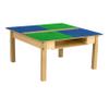 Contender Time-2-Play Kids Wooden Square Lego Compatible Play Table 35" Wide with 16" Legs, Montessori Building Blocks Desk with Trough and Shelf [Blue and Green] view 1