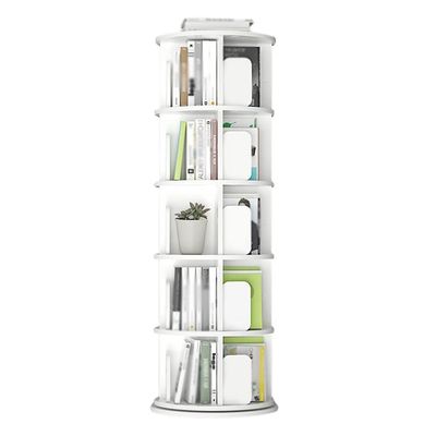 5 Tier 360 Rotating Stackable Book Shelves, Floor-Standing Storage Display Rack Used in Bedrooms Living Rooms Study Office (Color : White, Size : 4 Layers)
