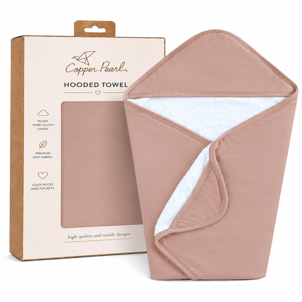 Copper Pearl Hooded Bath Towels Premium Knit/Terry Cloth Baby Towels with Hood, Pockets, and Cool Designs - Great to Gift and Make Bath Time Fun - Baby Bath Towel, Pecan