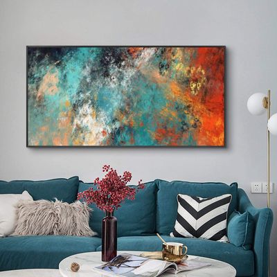 Abstract Colorful Clouds Canvas Painting Nordic Posters and Prints Wall Art Pictures for Living Room Wall Decoration 50x100cm(20x39in) Withframe