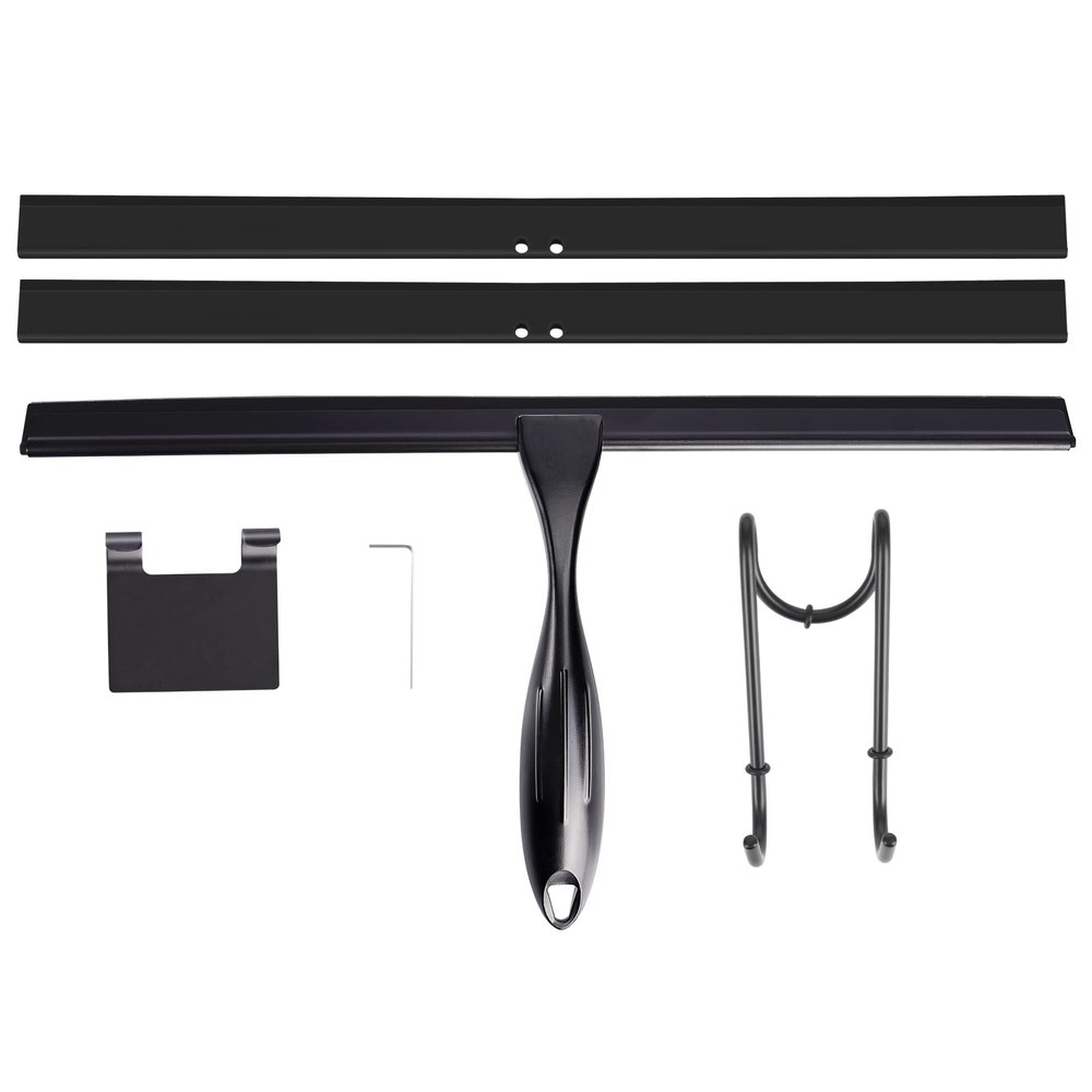 14'' Shower Squeegee, TOOVEM Squeegee for Shower Glass Door for Glass Doors, Windows, Bathroom, Car Windshield, Black