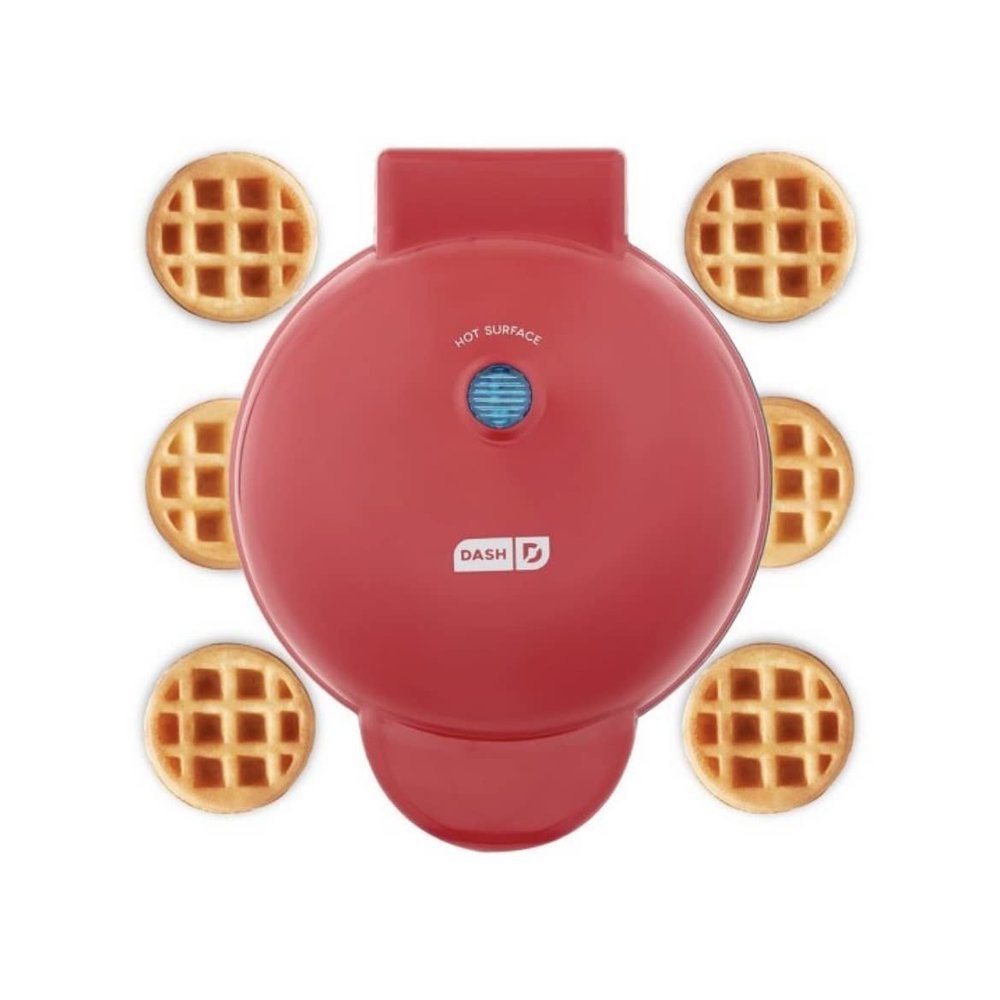 DASH Express Waffle Bite Maker - Compact Red Electric Waffle Maker - Cooks 7 Bites at Once - Nonstick - 1000 Watts