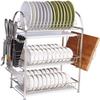 3 Layers Dish Drain Rack, Filter Drying Dishes Storage Box, Kitchen Shelves, Large Capacity, Space-Saving view 1