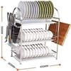 3 Layers Dish Drain Rack, Filter Drying Dishes Storage Box, Kitchen Shelves, Large Capacity, Space-Saving view 2