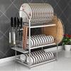 3 Layers Dish Drain Rack, Filter Drying Dishes Storage Box, Kitchen Shelves, Large Capacity, Space-Saving view 3