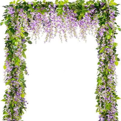 5pack Wisteria Garland Flower Garland Artificial Flowers Wisteria Vines Fake Ivy Flowers Total 33ft (Purple)