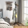 Furshus Coat Rack Freestanding, Coat Stands Entryway, Bamboo Coat Rack Hat Hanger 8 Hook for Jacket, Purse, Scarf Rack, Umbrella Tree Stand (Black) view 2