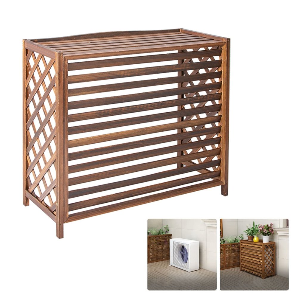 Air Conditioner Rack Outdoor Air Conditioning Cover Privacy Screen Anti-Corrosion Air Conditioner Fence Brown Plant Stand Air Conditioner Decorative Screen Shutter Design /Weather-Resistant ( Size : 3