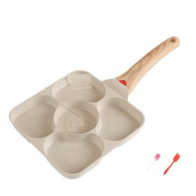 Egg Frying Pan Five holes,Nonstick Pan Saut Pan, Chefs Pan,Omelette Pan,Bacon and Burgers Compatible with all stove (White)